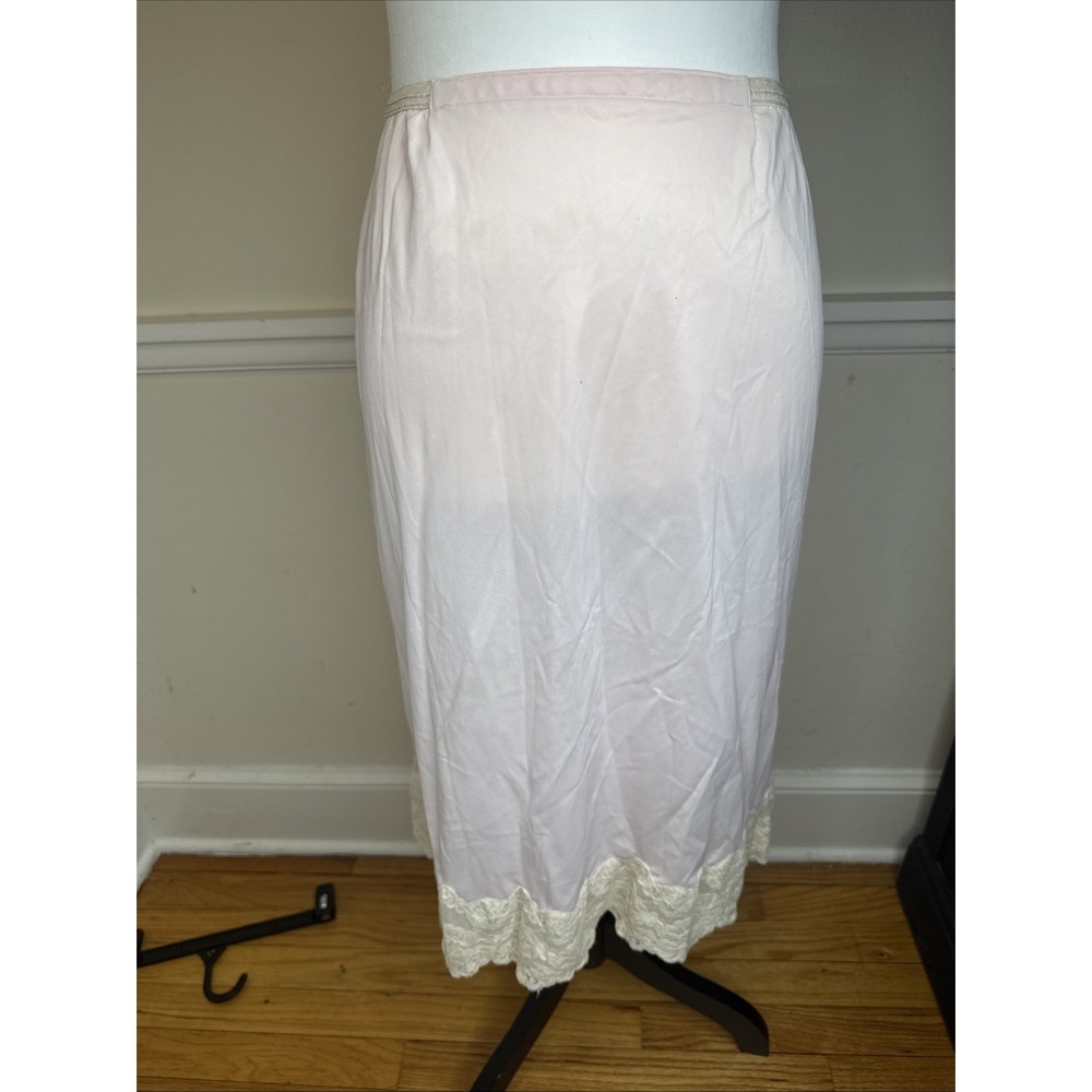 Vintage Wonder Maid Half Slip Skirt Medium Pink Satin nylon Lace USA frilly boho